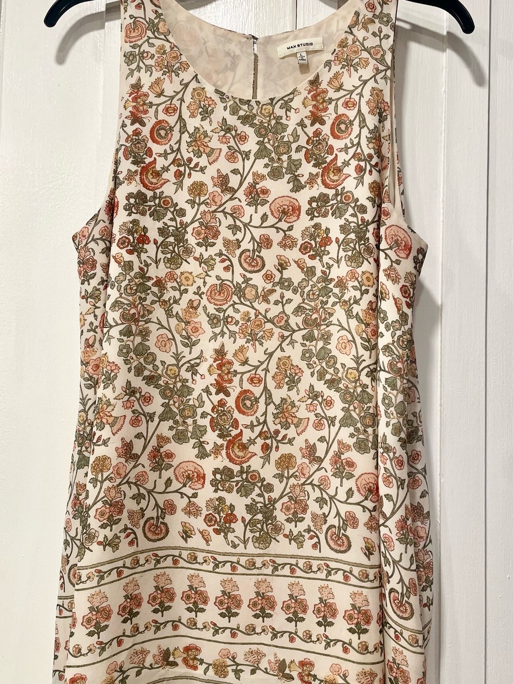 Max Studio Sleeveless Handkerchief Hem Tank Top Boho Flowy Lined Sleeveless Sz L